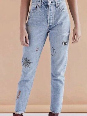 AGOLDE x Urban Outfitters Jamie High Rise Embroidered Jeans Rescued Crush 28